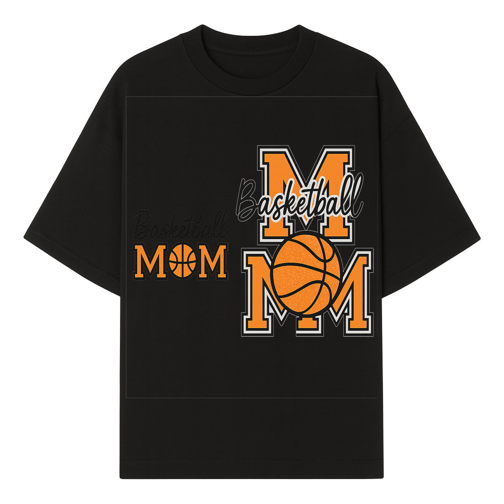 Basketball Mom T-Shirt, Sporty Orange & Black Design, Perfect Gift for Basketball Moms, Team Spirit Apparel - T-shirt 1758681892392.jpg