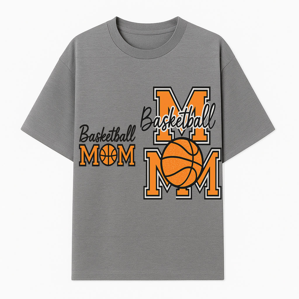 Basketball Mom T-Shirt, Sporty Orange & Black Design, Perfect Gift for Basketball Moms, Team Spirit Apparel - T-shirt 1758681892747.jpg