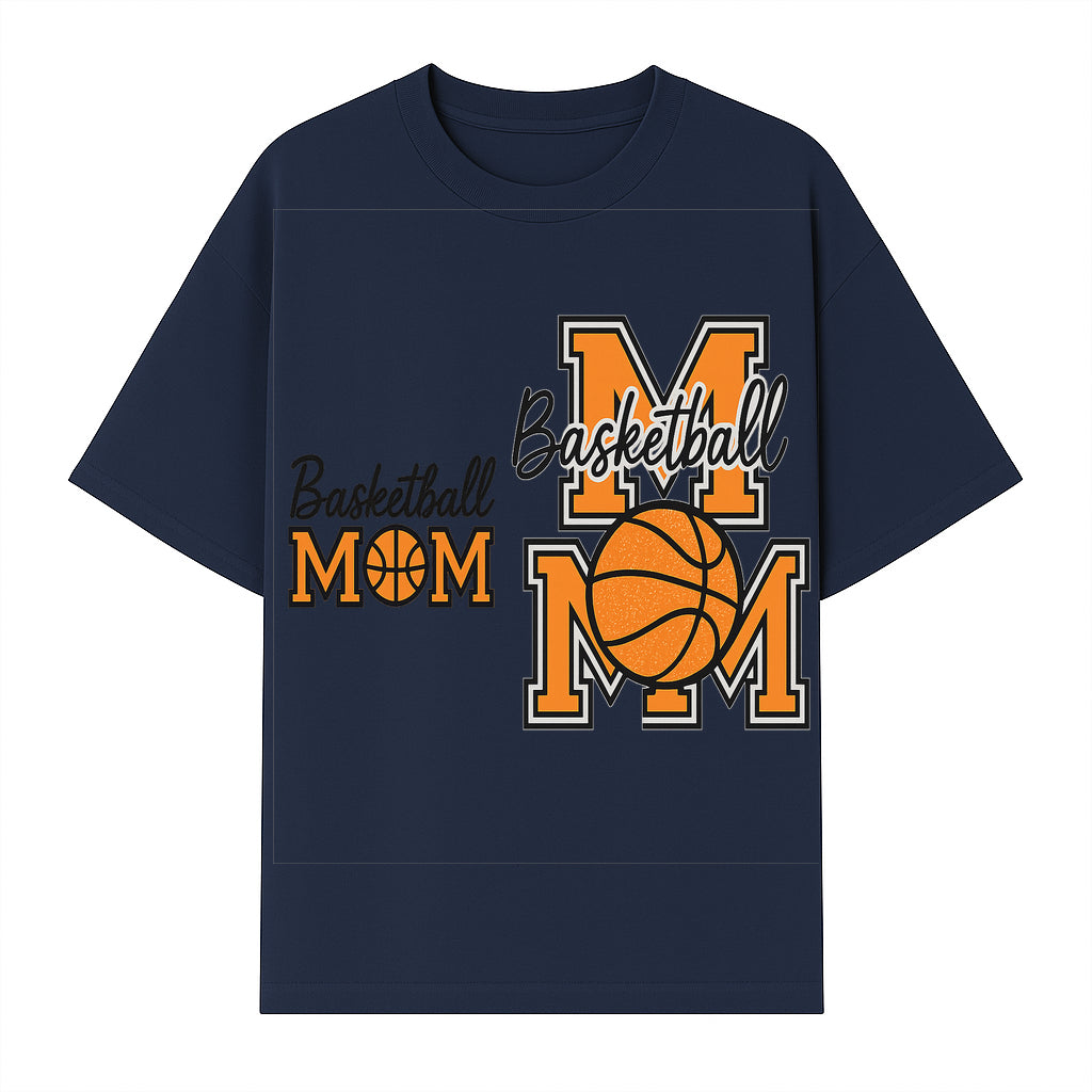 Basketball Mom T-Shirt, Sporty Orange & Black Design, Perfect Gift for Basketball Moms, Team Spirit Apparel - T-shirt 1758681893289.jpg