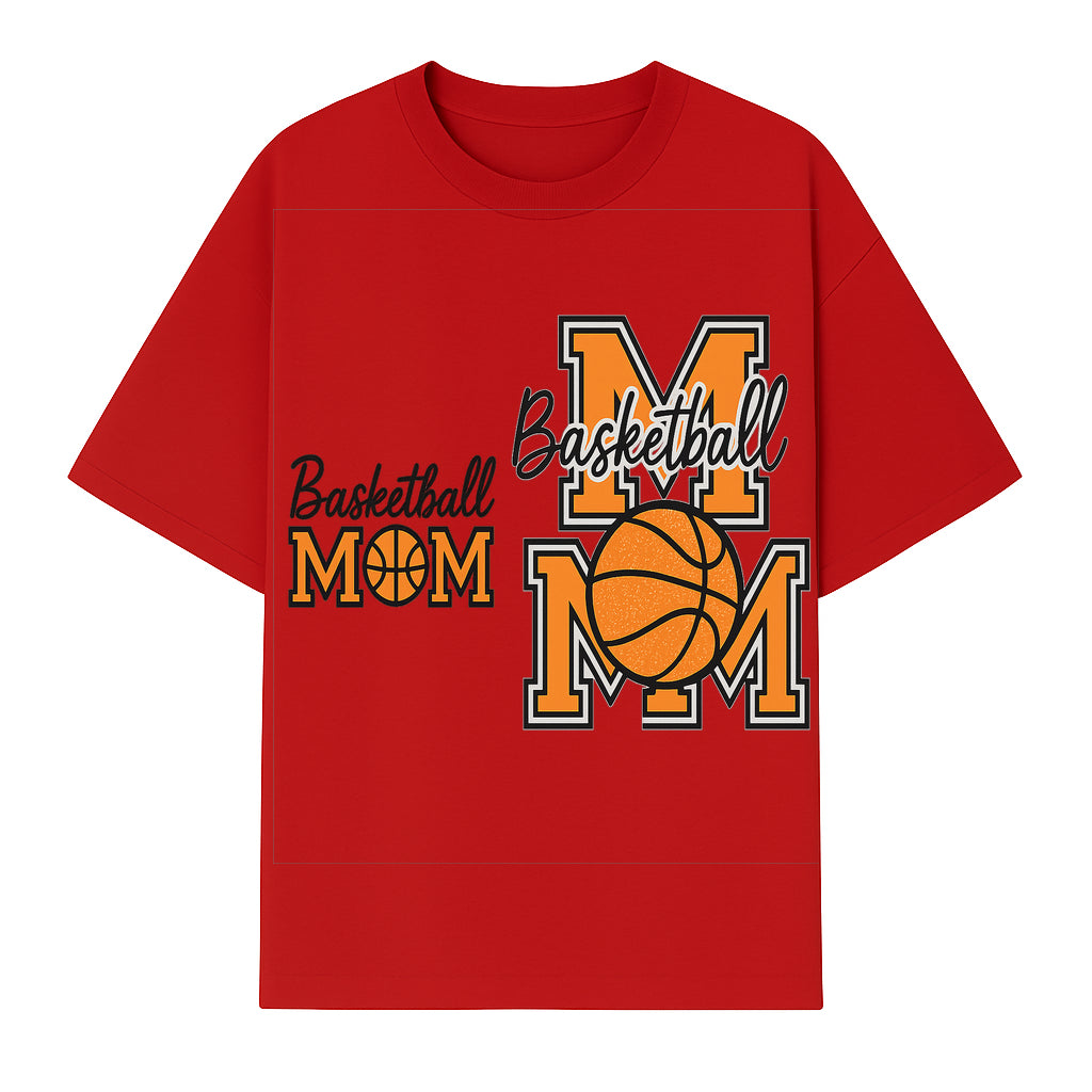 Basketball Mom T-Shirt, Sporty Orange & Black Design, Perfect Gift for Basketball Moms, Team Spirit Apparel - T-shirt 1758681893397.jpg
