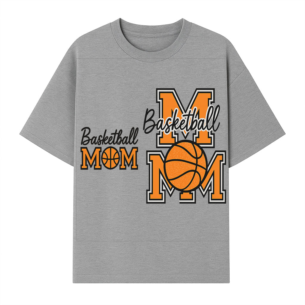 Basketball Mom T-Shirt, Sporty Orange & Black Design, Perfect Gift for Basketball Moms, Team Spirit Apparel - T-shirt 1758681893491.jpg