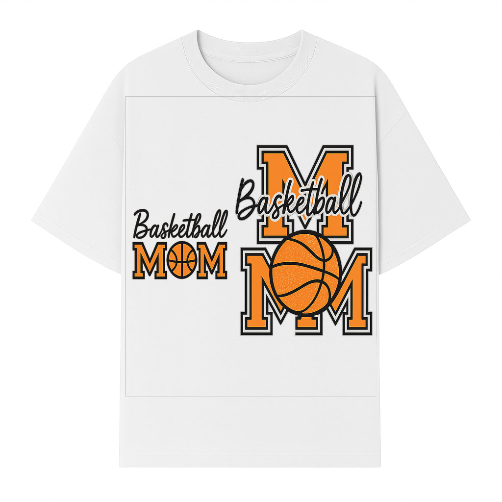Basketball Mom T-Shirt, Sporty Orange & Black Design, Perfect Gift for Basketball Moms, Team Spirit Apparel - T-shirt 1758681893635.jpg