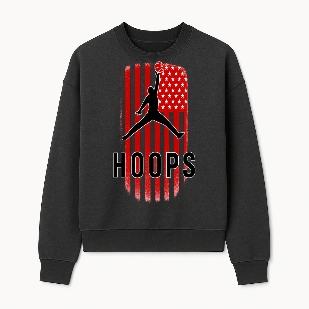 Basketball Hoops Graphic Tee with Retro American Flag Design Perfect for Sports Fans and Athletes - Sweatshirt 1758681894029.jpg