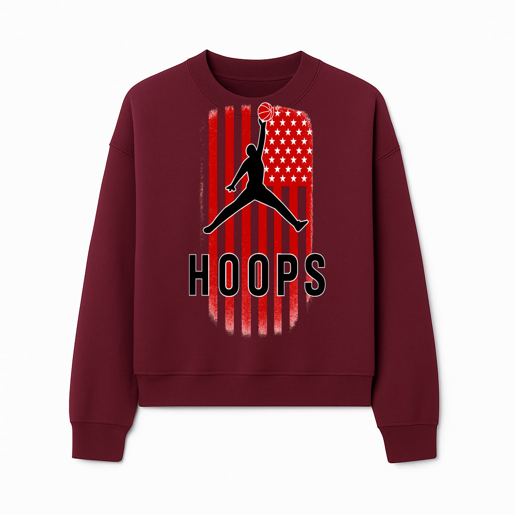 Basketball Hoops Graphic Tee with Retro American Flag Design Perfect for Sports Fans and Athletes - Sweatshirt 1758681894722.jpg