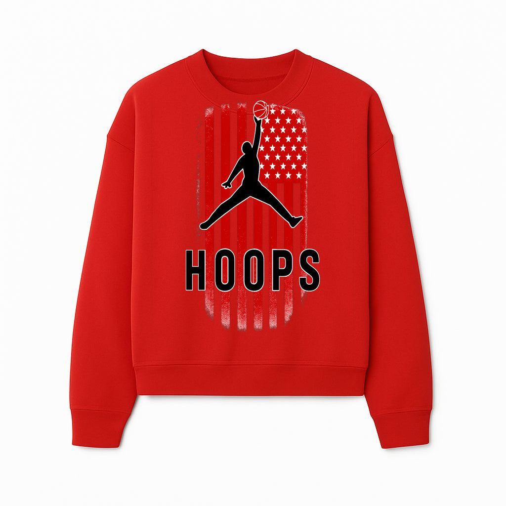 Basketball Hoops Graphic Tee with Retro American Flag Design Perfect for Sports Fans and Athletes - Sweatshirt 1758681895070.jpg