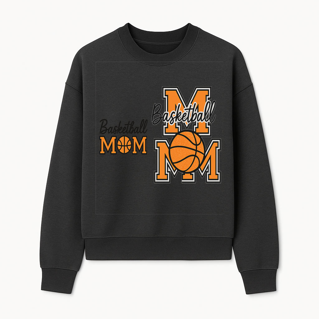 Basketball Mom T-Shirt, Sporty Orange & Black Design, Perfect Gift for Basketball Moms, Team Spirit Apparel - Sweatshirt 1758681895359.jpg