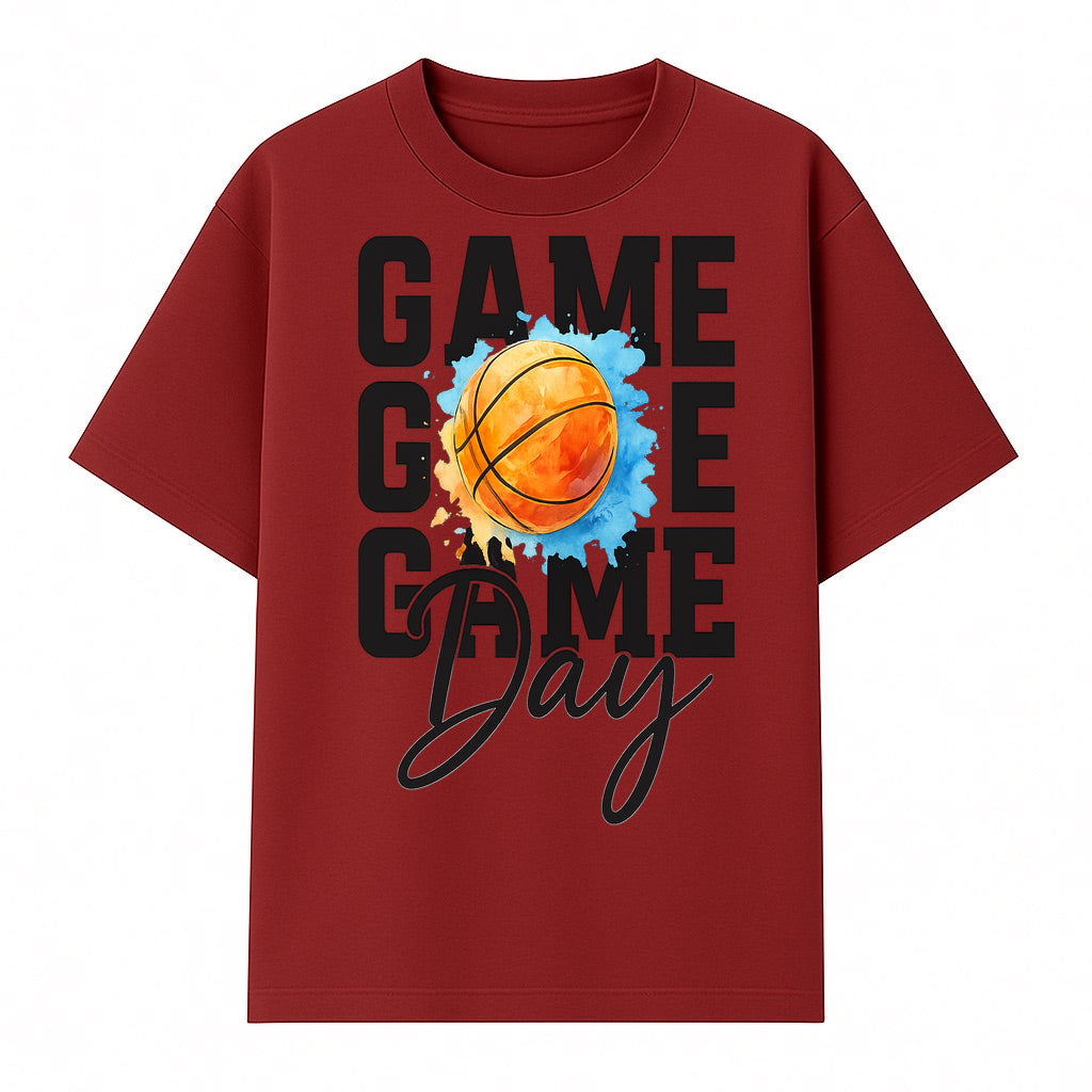 Basketball Game Day Poster, Watercolor Print, Sports Decor, Gamer Wall Art, Team Spirit, Event Day Decor, Perfect Gift for Fans - T-shirt 1758681895923.jpg