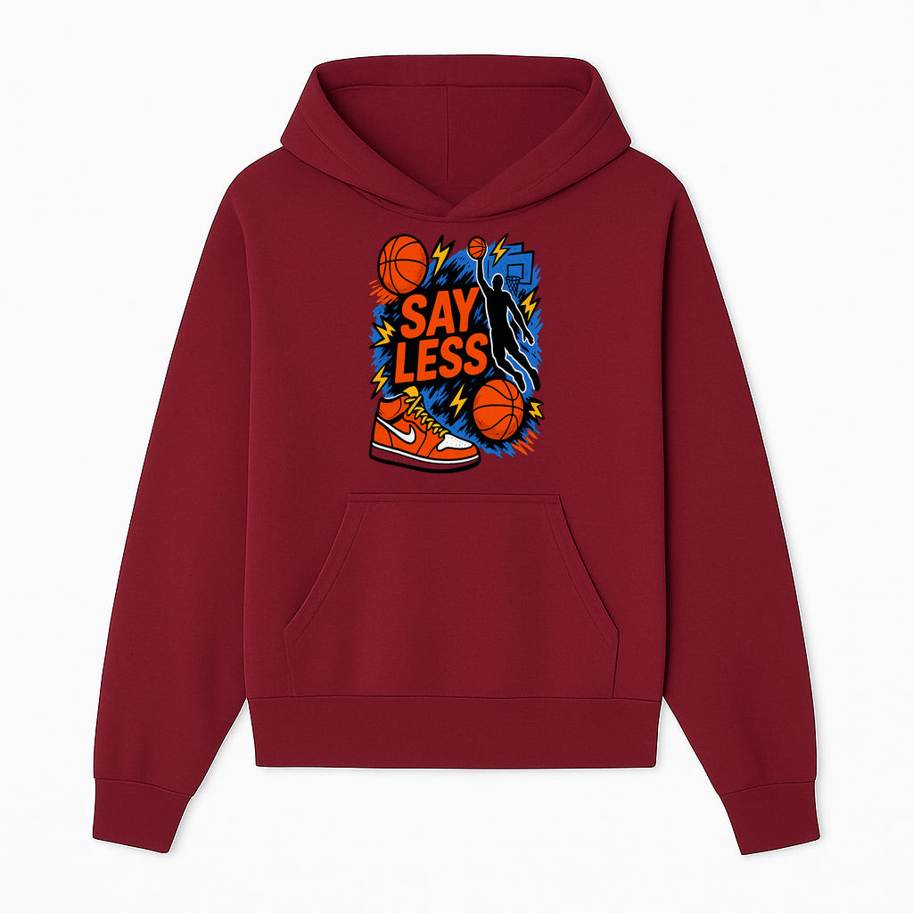 Basketball Say Less Graphic Tee with Slam Dunk Design and Nike Sneaker Art, Perfect for Sports Fans and Streetwear Enthusiasts - Hoodie 1758681896922.jpg