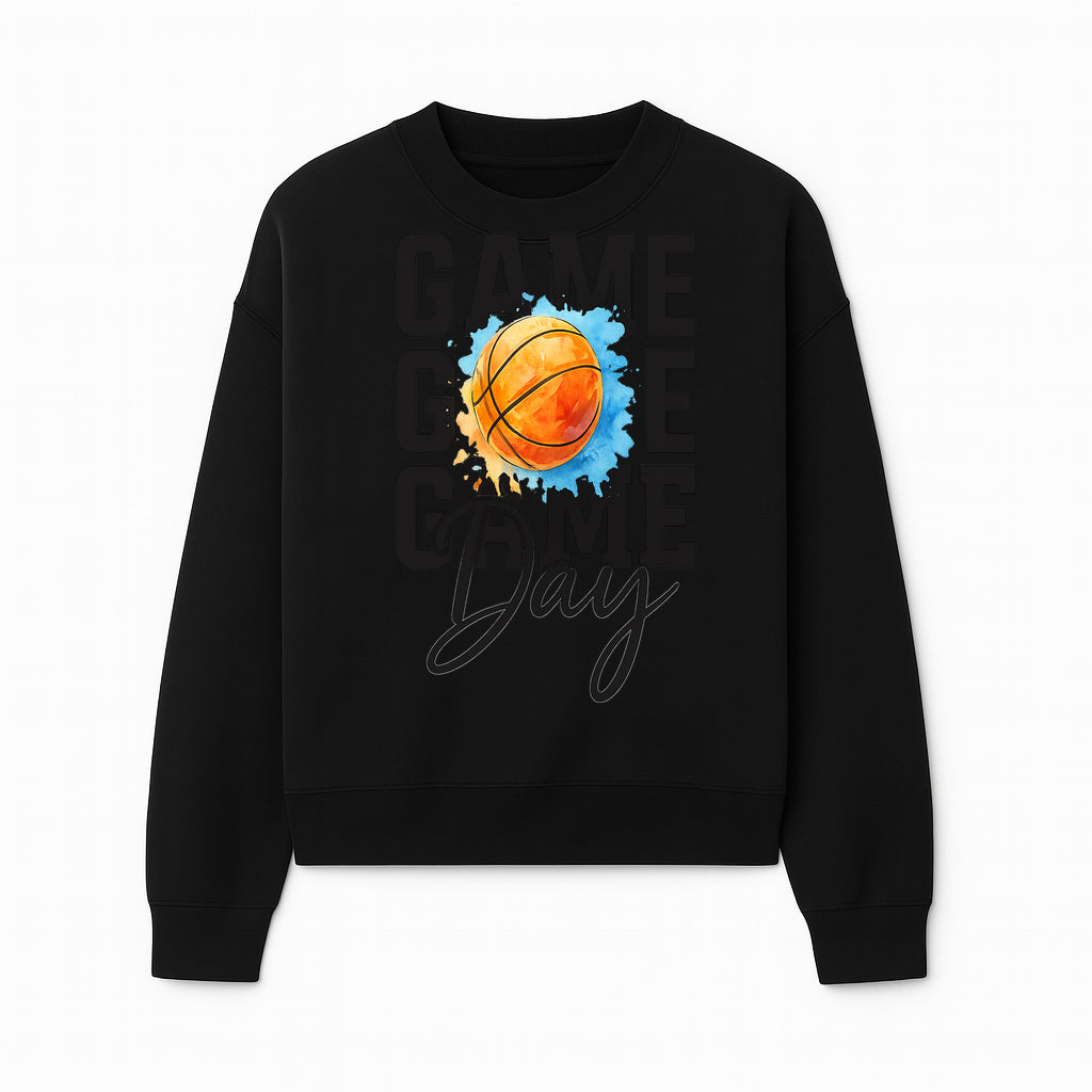 Basketball Game Day Poster, Watercolor Print, Sports Decor, Gamer Wall Art, Team Spirit, Event Day Decor, Perfect Gift for Fans - Sweatshirt 1758681898041.jpg