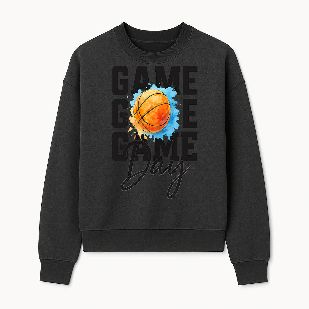 Basketball Game Day Poster, Watercolor Print, Sports Decor, Gamer Wall Art, Team Spirit, Event Day Decor, Perfect Gift for Fans - Sweatshirt 1758681898164.jpg