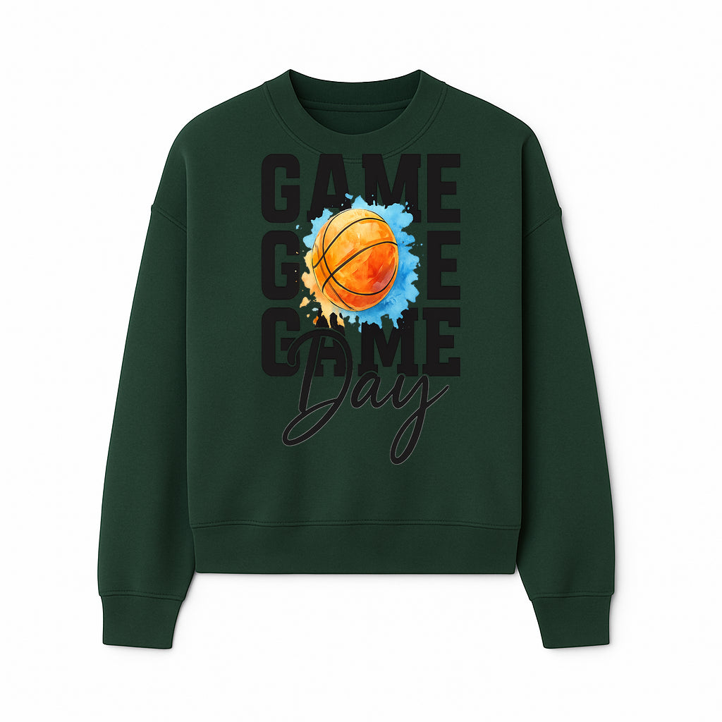 Basketball Game Day Poster, Watercolor Print, Sports Decor, Gamer Wall Art, Team Spirit, Event Day Decor, Perfect Gift for Fans - Sweatshirt 1758681898294.jpg
