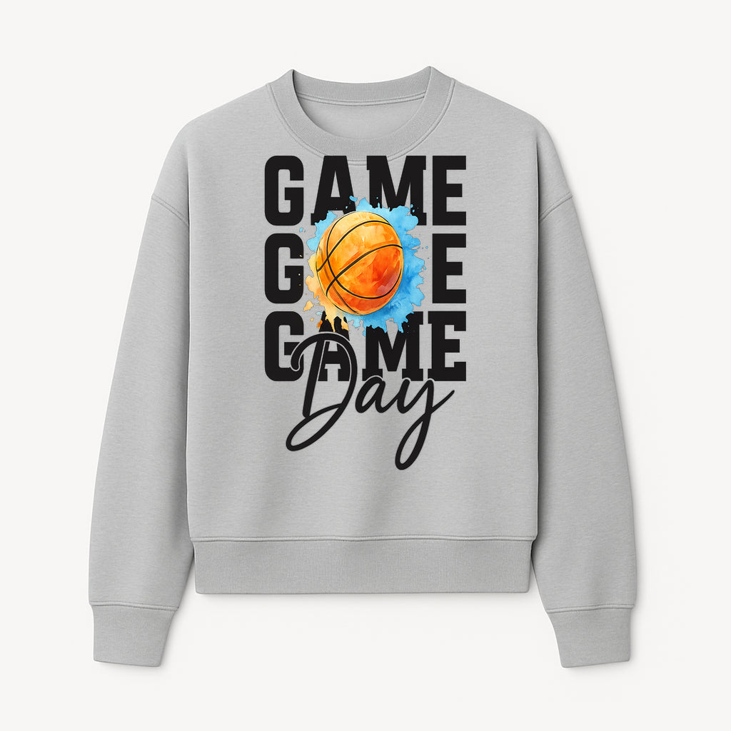 Basketball Game Day Poster, Watercolor Print, Sports Decor, Gamer Wall Art, Team Spirit, Event Day Decor, Perfect Gift for Fans - Sweatshirt 1758681898434.jpg
