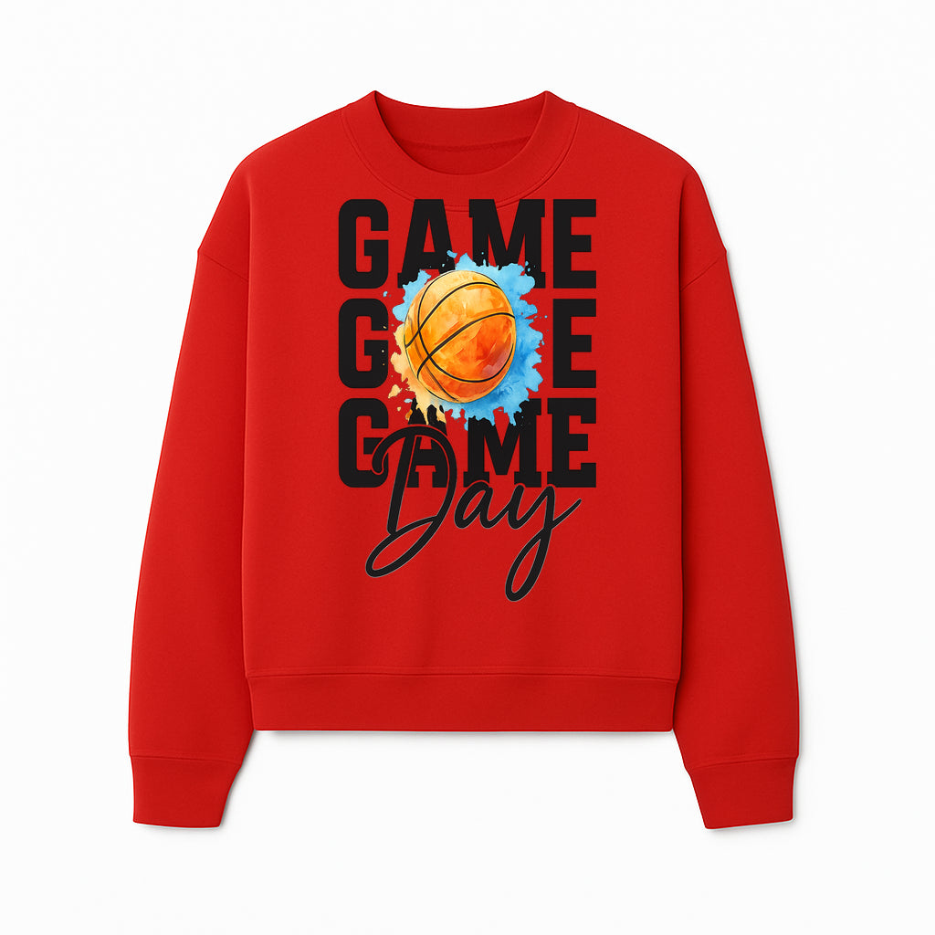 Basketball Game Day Poster, Watercolor Print, Sports Decor, Gamer Wall Art, Team Spirit, Event Day Decor, Perfect Gift for Fans - Sweatshirt 1758681899132.jpg
