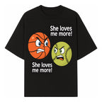 Funny Sports Rivalry Design: Basketball vs Softball 'She Loves Me More!' Cartoon Graphic Tee - T-shirt 1758681900212.jpg