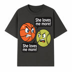 Funny Sports Rivalry Design: Basketball vs Softball 'She Loves Me More!' Cartoon Graphic Tee - T-shirt 1758681900334.jpg