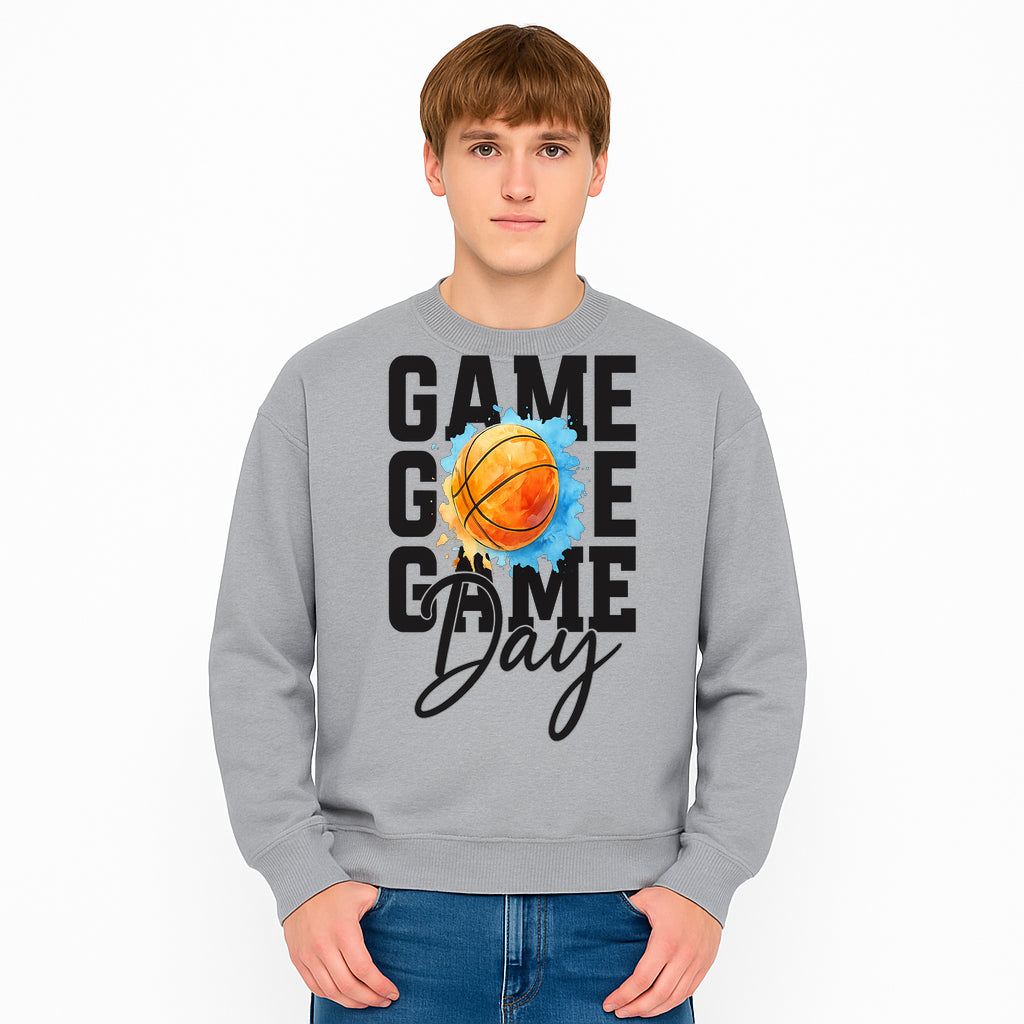 Basketball Game Day Poster, Watercolor Print, Sports Decor, Gamer Wall Art, Team Spirit, Event Day Decor, Perfect Gift for Fans - Sweatshirt 1758681900498.jpg