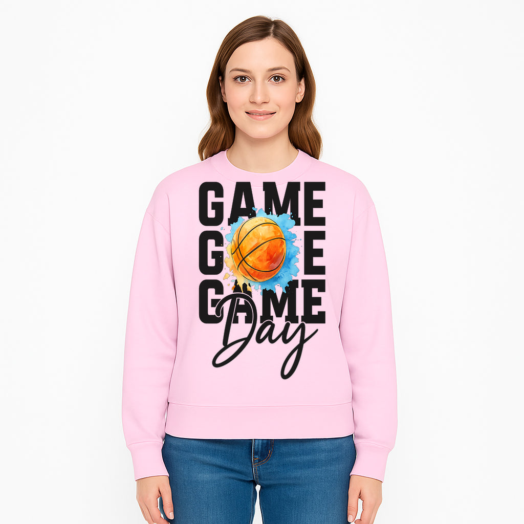 Basketball Game Day Poster, Watercolor Print, Sports Decor, Gamer Wall Art, Team Spirit, Event Day Decor, Perfect Gift for Fans - Sweatshirt 1758681900658.jpg