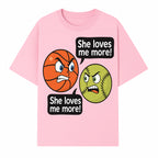 Funny Sports Rivalry Design: Basketball vs Softball 'She Loves Me More!' Cartoon Graphic Tee - T-shirt 1758681900866.jpg
