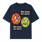 Funny Sports Rivalry Design: Basketball vs Softball 'She Loves Me More!' Cartoon Graphic Tee - T-shirt 1758681901105.jpg