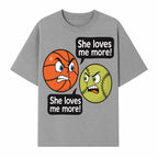 Funny Sports Rivalry Design: Basketball vs Softball 'She Loves Me More!' Cartoon Graphic Tee - T-shirt 1758681901355.jpg
