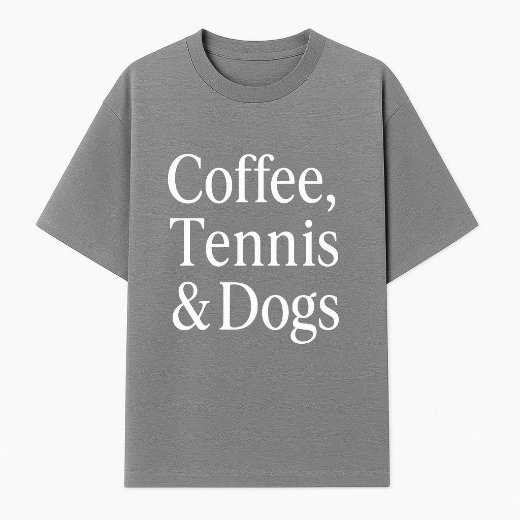 Coffee, Tennis & Dogs Wall Art Print Fun Home Decor for Dog Lovers, Coffee Enthusiasts, and Tennis Fans Inspirational Quote - T-shirt 1758683318650.jpg