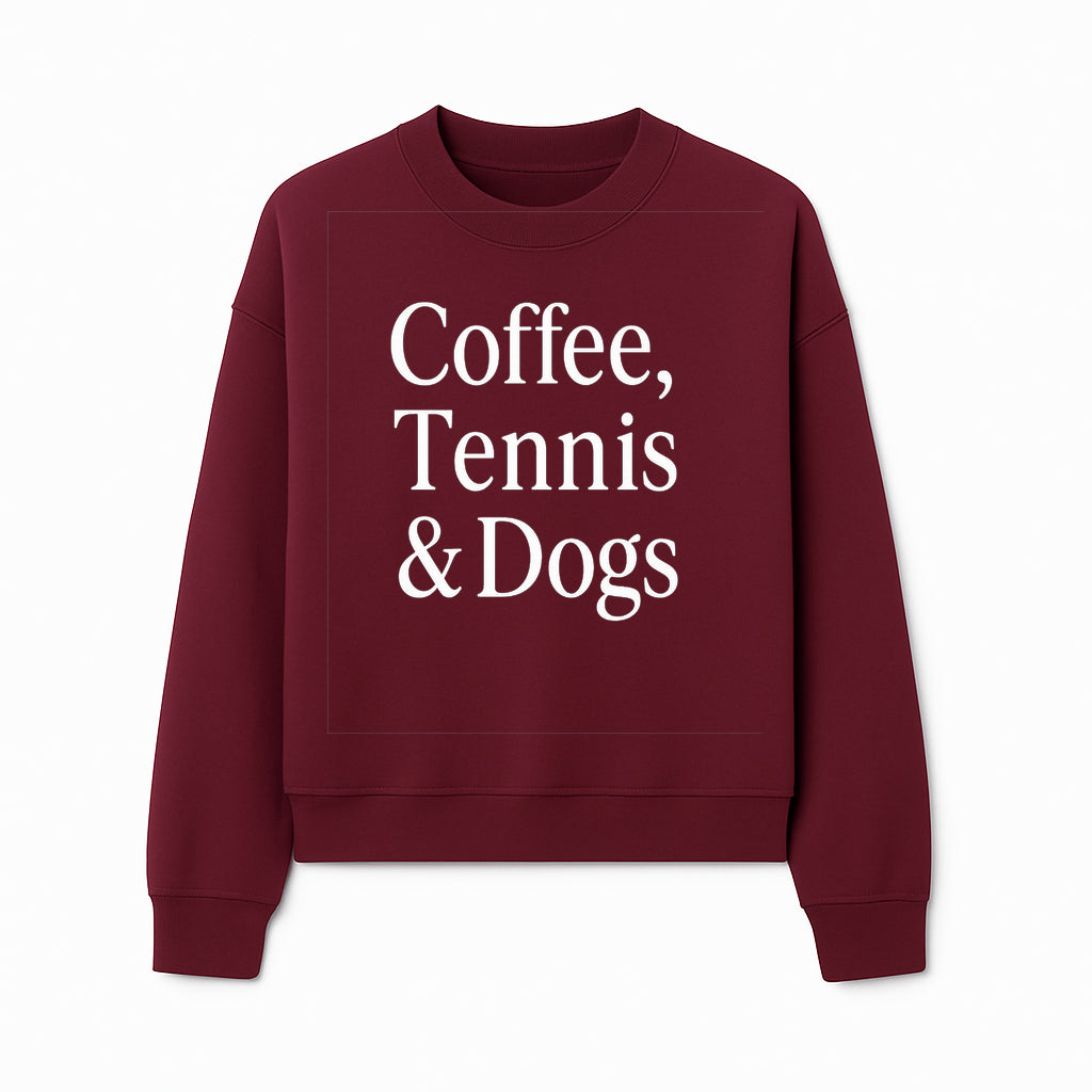 Coffee, Tennis & Dogs Wall Art Print Fun Home Decor for Dog Lovers, Coffee Enthusiasts, and Tennis Fans Inspirational Quote - Sweatshirt 1758683322114.jpg