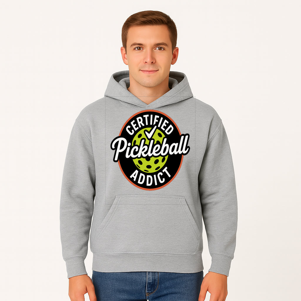 Certified Pickleball Addict T-Shirt | Pickleball Fan Apparel | Funny Sports Gift for Players | Green Paddle Ball Design - Hoodie 1758685031801.jpg