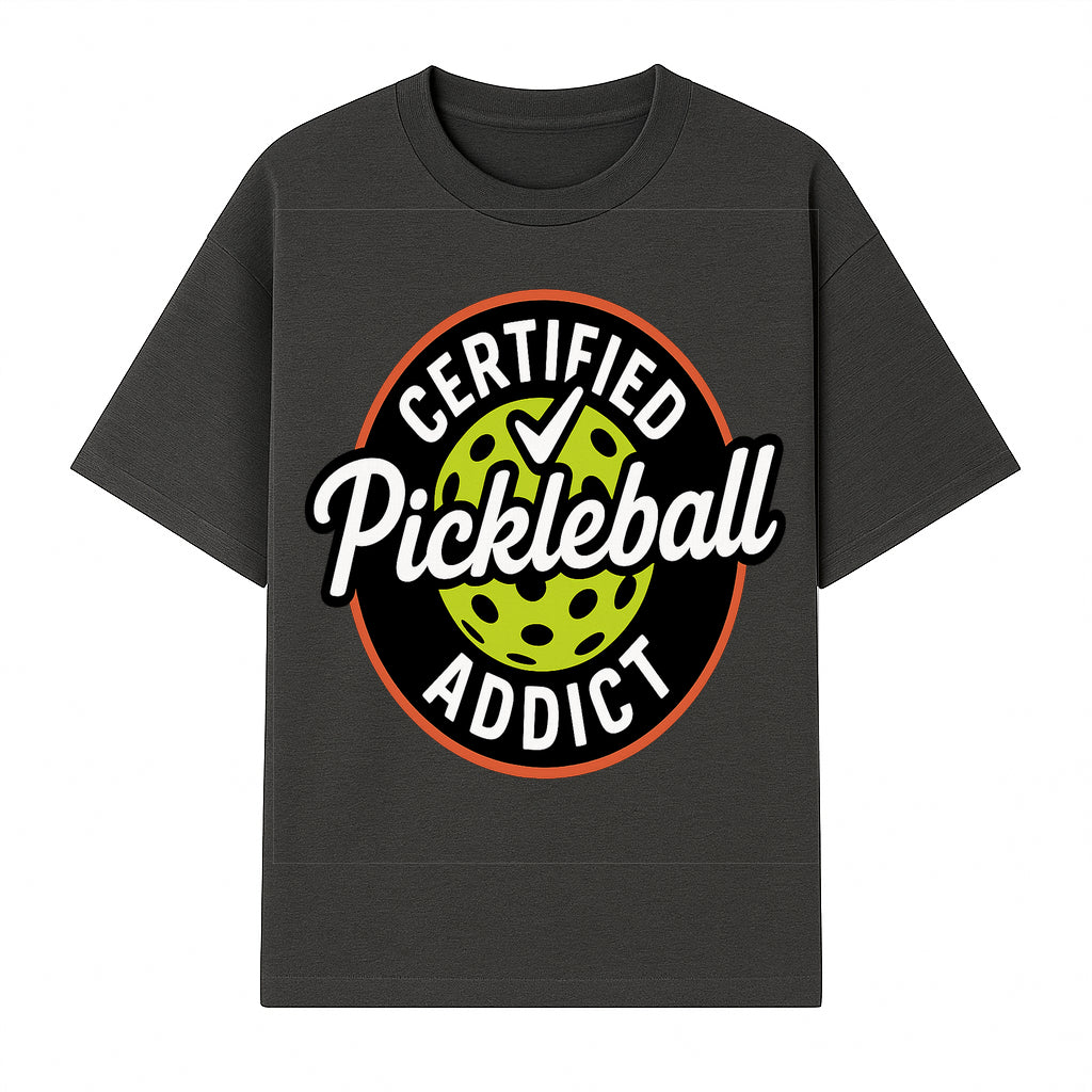 Certified Pickleball Addict T-Shirt | Pickleball Fan Apparel | Funny Sports Gift for Players | Green Paddle Ball Design - T-shirt 1758685032400.jpg