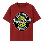 Certified Pickleball Addict T-Shirt | Pickleball Fan Apparel | Funny Sports Gift for Players | Green Paddle Ball Design - T-shirt 1758685033106.jpg