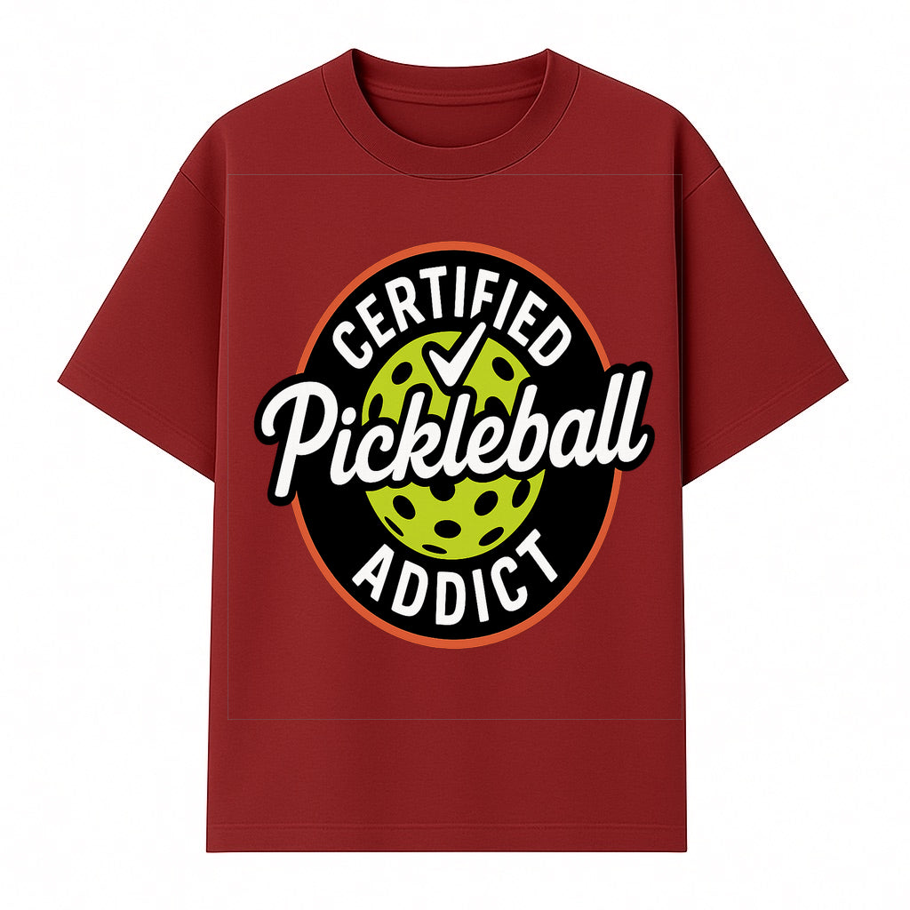 Certified Pickleball Addict T-Shirt | Pickleball Fan Apparel | Funny Sports Gift for Players | Green Paddle Ball Design - T-shirt 1758685033106.jpg