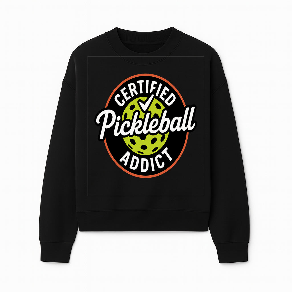 Certified Pickleball Addict T-Shirt | Pickleball Fan Apparel | Funny Sports Gift for Players | Green Paddle Ball Design - Sweatshirt 1758685035236.jpg