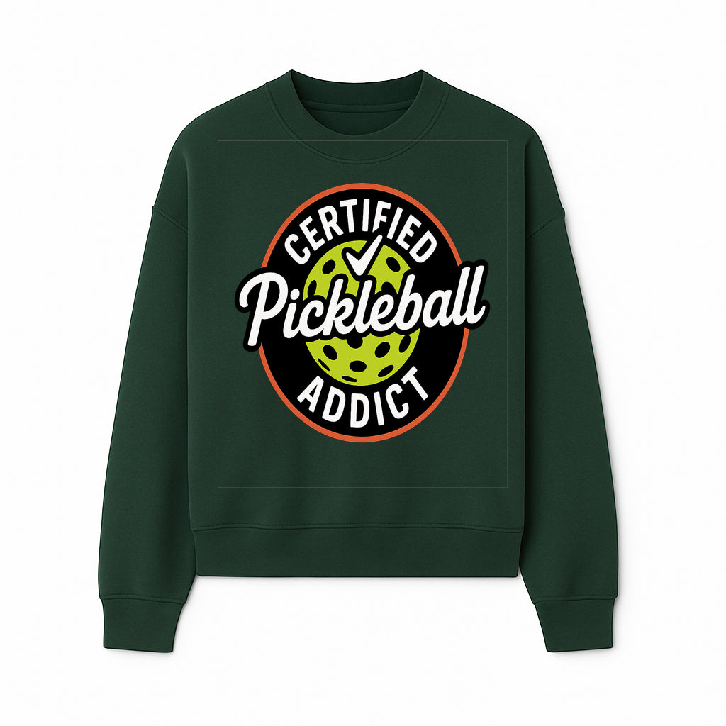Certified Pickleball Addict T-Shirt | Pickleball Fan Apparel | Funny Sports Gift for Players | Green Paddle Ball Design - Sweatshirt 1758685035556.jpg