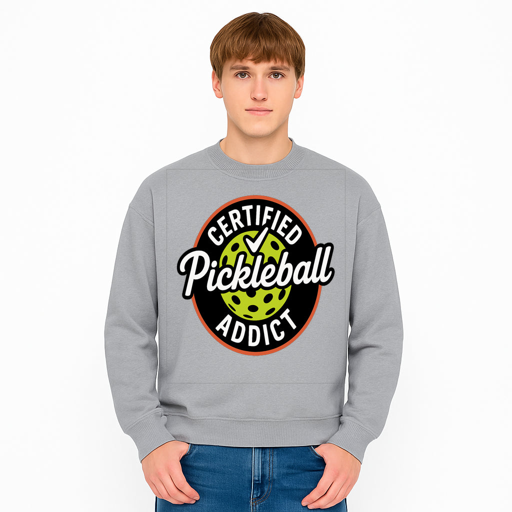 Certified Pickleball Addict T-Shirt | Pickleball Fan Apparel | Funny Sports Gift for Players | Green Paddle Ball Design - Sweatshirt 1758685037820.jpg