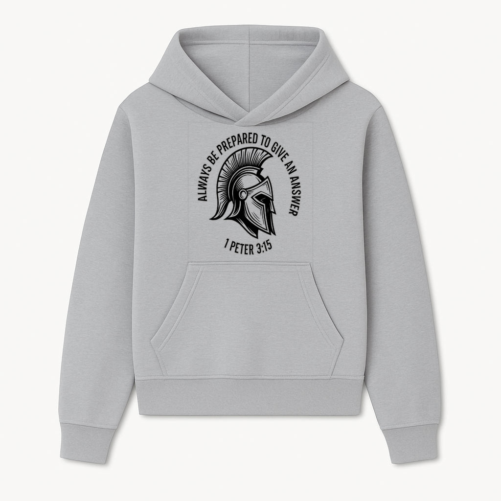 Always Be Prepared to Give an Answer Faith-Based Spartan Design Wall Art - Inspirational Quote from 1 Peter 3:15 - Hoodie 1758686603411.jpg
