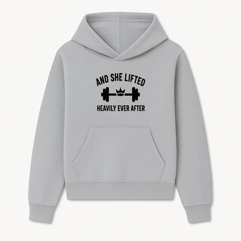 And She Lifted Heavily Ever After Gym Motivational Wall Art, Fitness Decor, Powerlifting Quote, Women's Strength Training Print - Hoodie 1758686603642.jpg