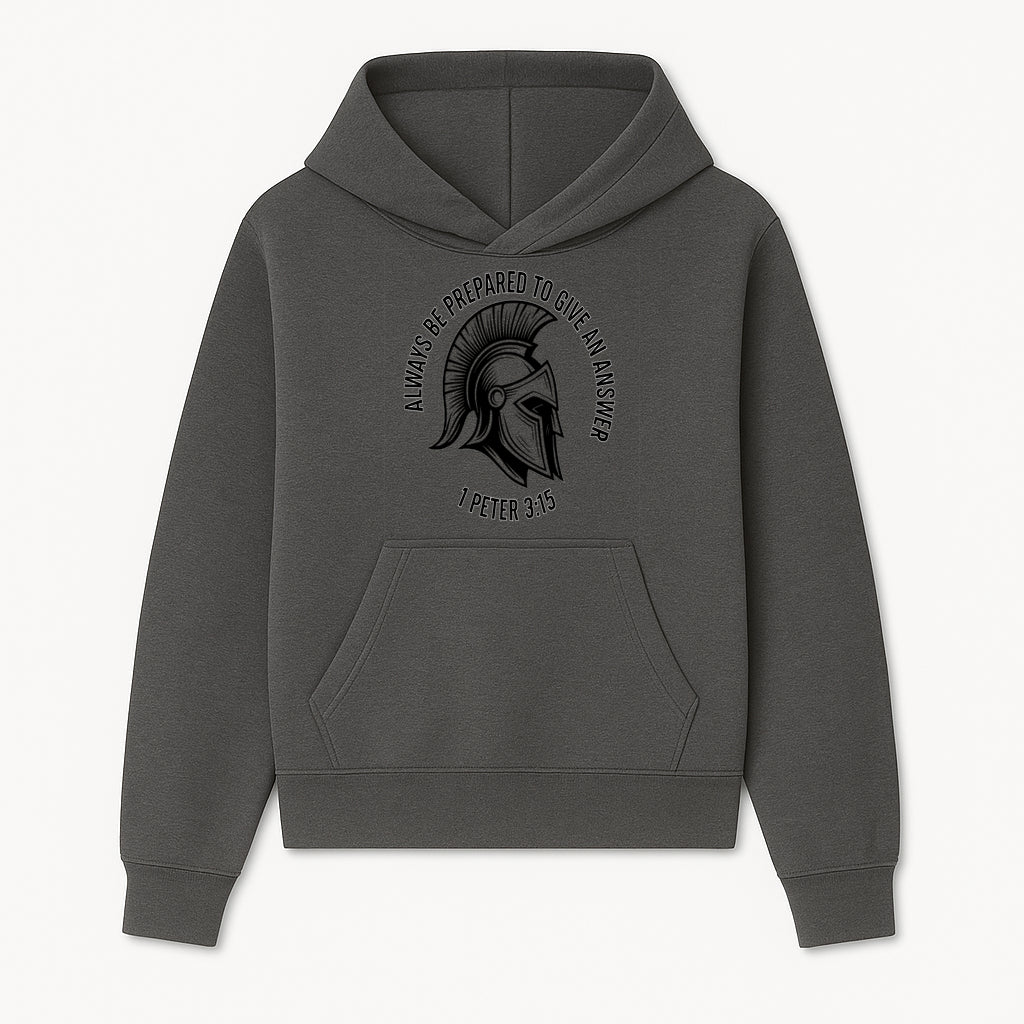 Always Be Prepared to Give an Answer Faith-Based Spartan Design Wall Art - Inspirational Quote from 1 Peter 3:15 - Hoodie 1758686603749.jpg