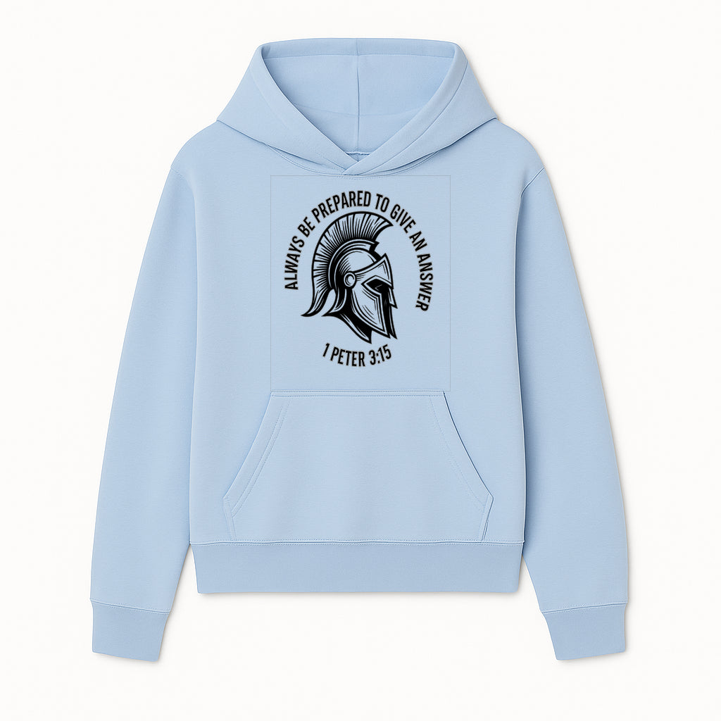Always Be Prepared to Give an Answer Faith-Based Spartan Design Wall Art - Inspirational Quote from 1 Peter 3:15 - Hoodie 1758686604166.jpg