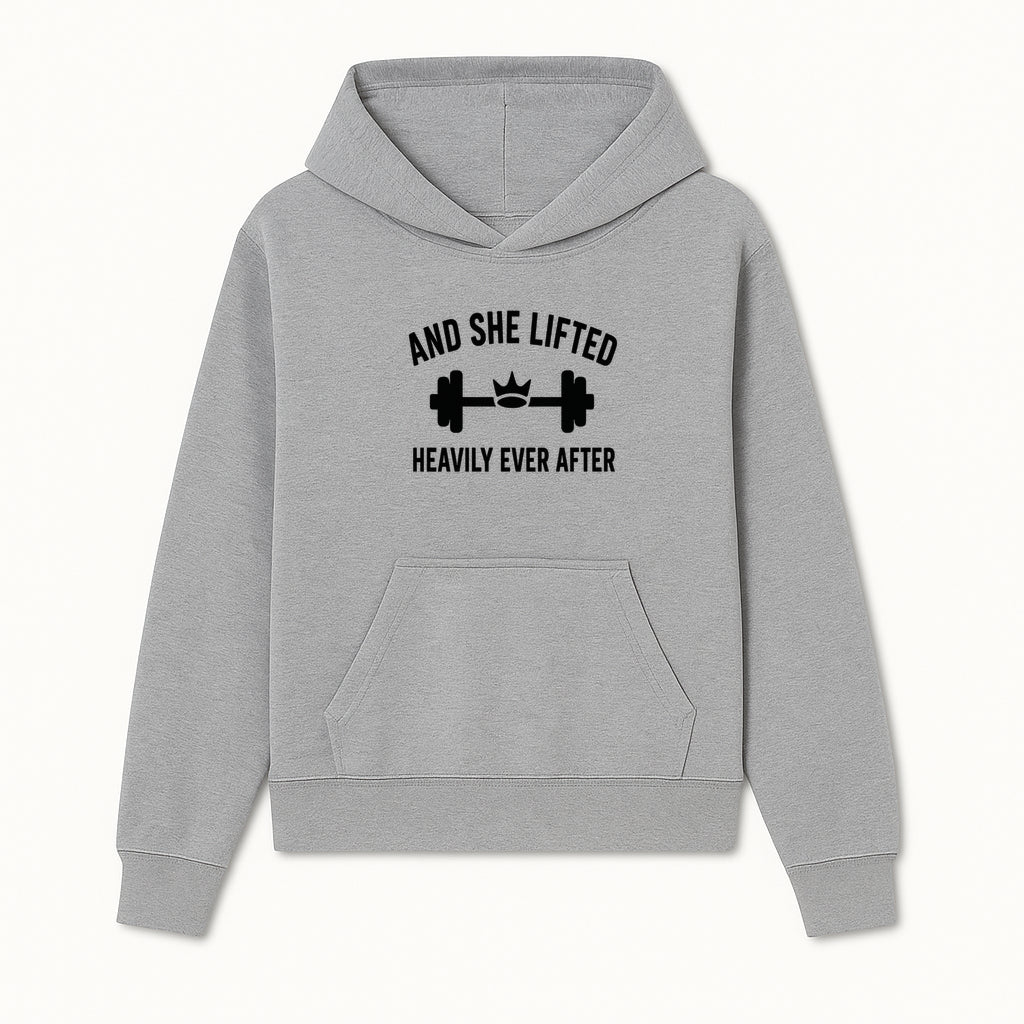 And She Lifted Heavily Ever After Gym Motivational Wall Art, Fitness Decor, Powerlifting Quote, Women's Strength Training Print - Hoodie 1758686604262.jpg