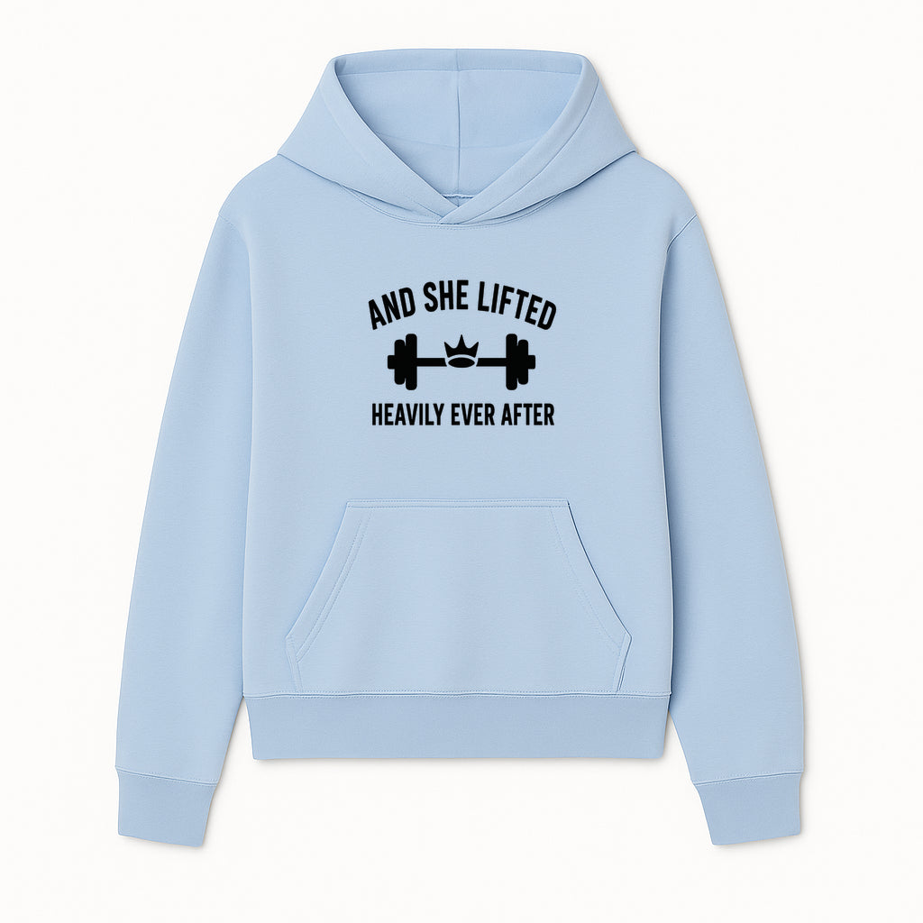 And She Lifted Heavily Ever After Gym Motivational Wall Art, Fitness Decor, Powerlifting Quote, Women's Strength Training Print - Hoodie 1758686604404.jpg