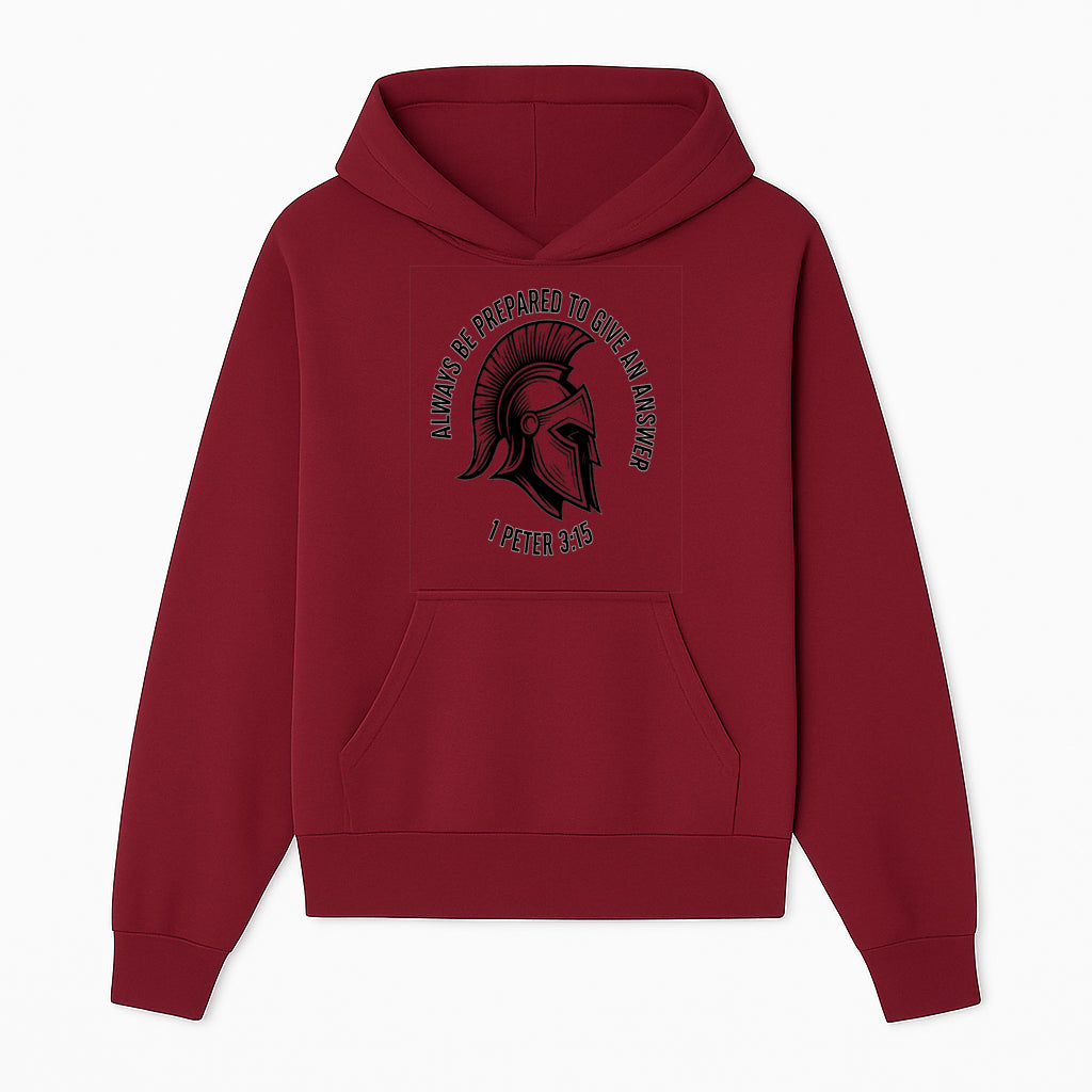 Always Be Prepared to Give an Answer Faith-Based Spartan Design Wall Art - Inspirational Quote from 1 Peter 3:15 - Hoodie 1758686604473.jpg