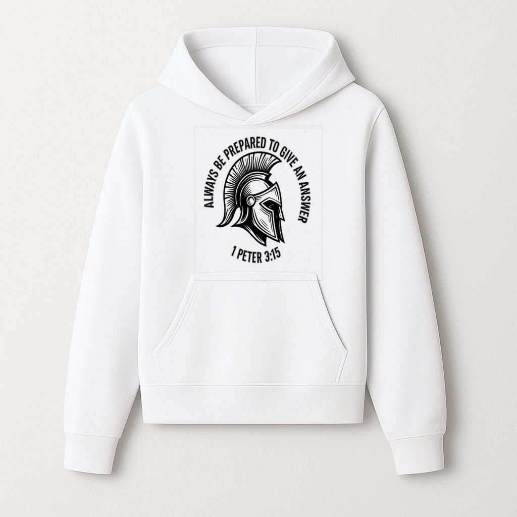 Always Be Prepared to Give an Answer Faith-Based Spartan Design Wall Art - Inspirational Quote from 1 Peter 3:15 - Hoodie 1758686605078.jpg