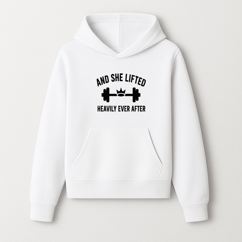 And She Lifted Heavily Ever After Gym Motivational Wall Art, Fitness Decor, Powerlifting Quote, Women's Strength Training Print - Hoodie 1758686605230.jpg