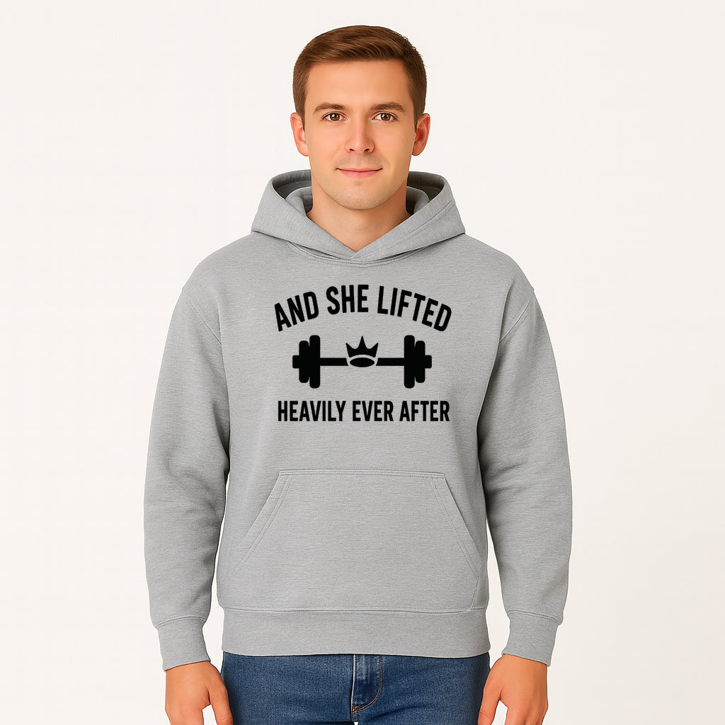 And She Lifted Heavily Ever After Gym Motivational Wall Art, Fitness Decor, Powerlifting Quote, Women's Strength Training Print - Hoodie 1758686606345.jpg