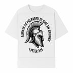 Always Be Prepared to Give an Answer Faith-Based Spartan Design Wall Art - Inspirational Quote from 1 Peter 3:15 - T-shirt 1758686608046.jpg