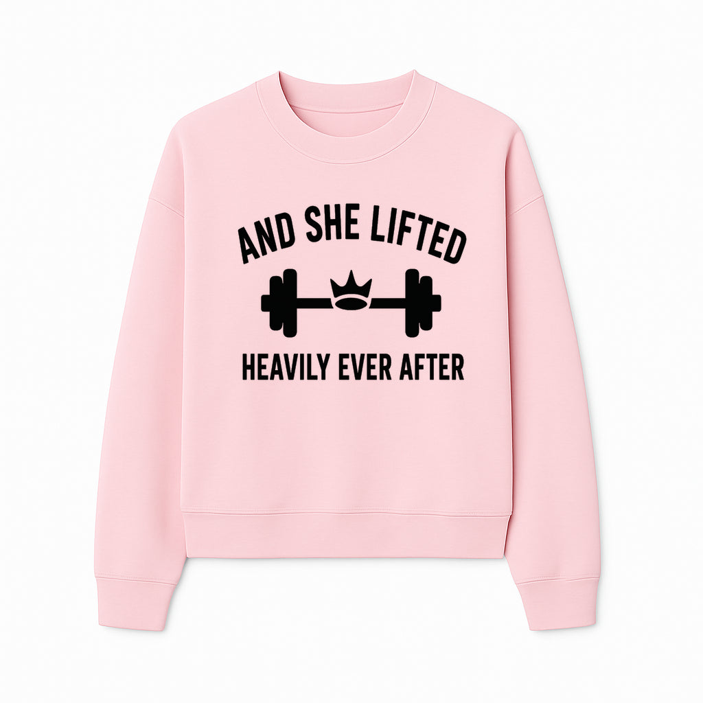 And She Lifted Heavily Ever After Gym Motivational Wall Art, Fitness Decor, Powerlifting Quote, Women's Strength Training Print - Sweatshirt 1758686610424.jpg