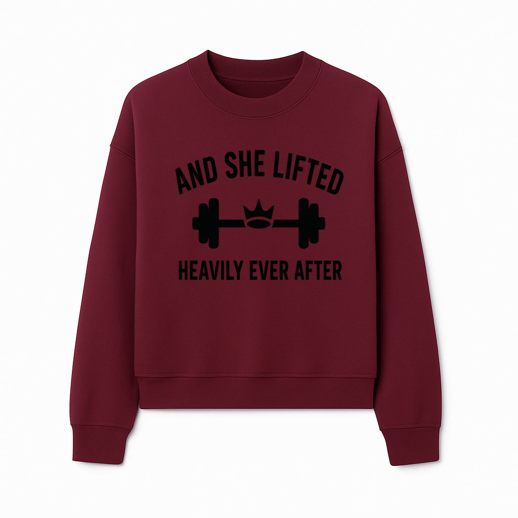 And She Lifted Heavily Ever After Gym Motivational Wall Art, Fitness Decor, Powerlifting Quote, Women's Strength Training Print - Sweatshirt 1758686610560.jpg