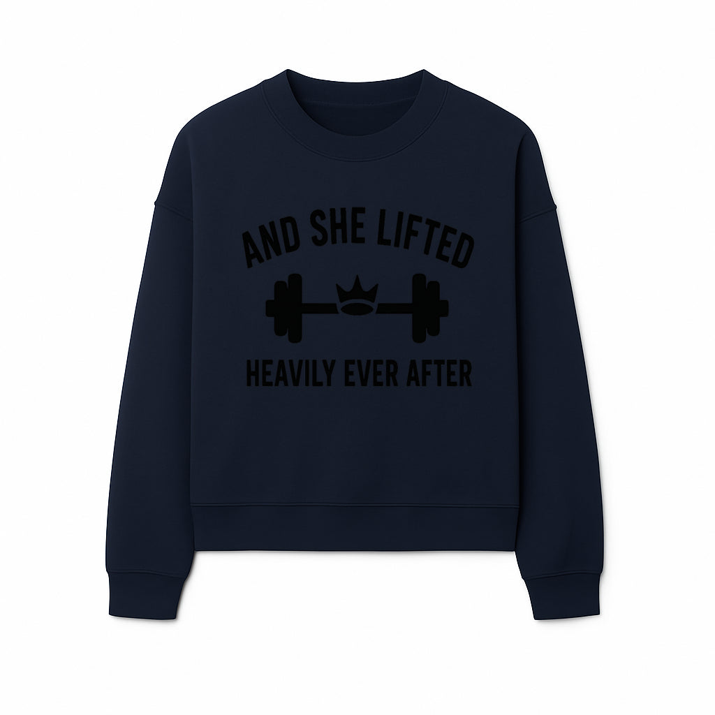 And She Lifted Heavily Ever After Gym Motivational Wall Art, Fitness Decor, Powerlifting Quote, Women's Strength Training Print - Sweatshirt 1758686610690.jpg