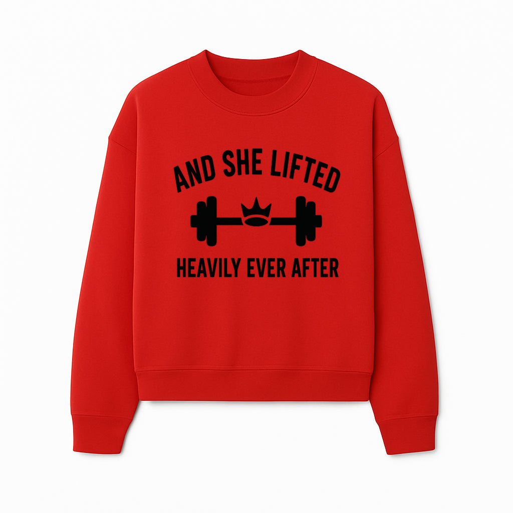 And She Lifted Heavily Ever After Gym Motivational Wall Art, Fitness Decor, Powerlifting Quote, Women's Strength Training Print - Sweatshirt 1758686610818.jpg