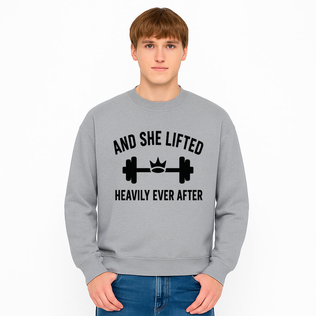 And She Lifted Heavily Ever After Gym Motivational Wall Art, Fitness Decor, Powerlifting Quote, Women's Strength Training Print - Sweatshirt 1758686612264.jpg