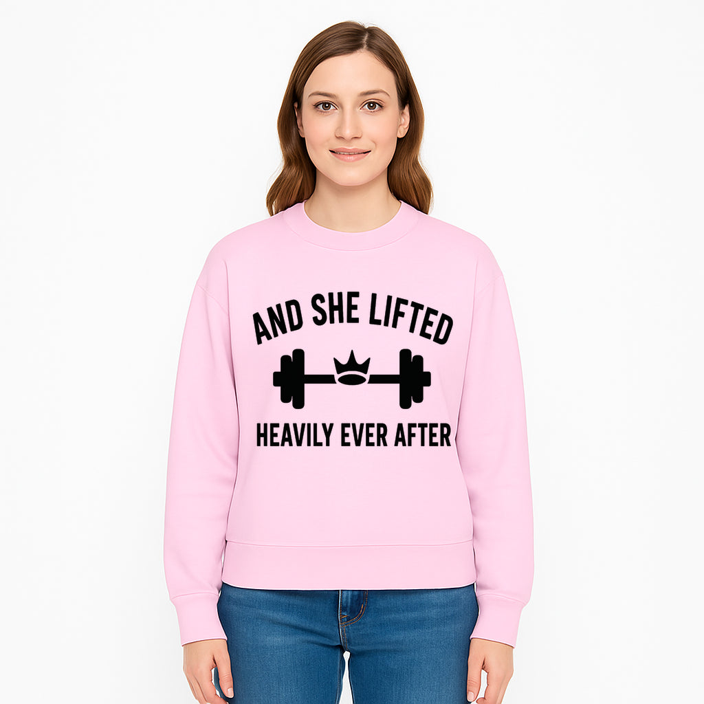 And She Lifted Heavily Ever After Gym Motivational Wall Art, Fitness Decor, Powerlifting Quote, Women's Strength Training Print - Sweatshirt 1758686612423.jpg